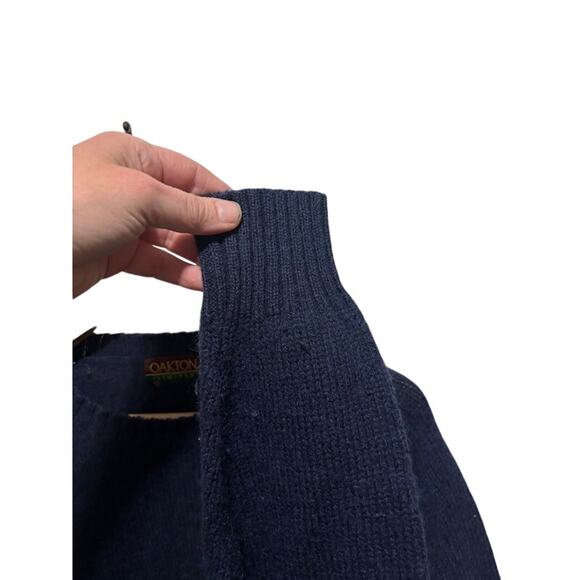 Vintage 90s Oakton Limited Navy Wool Blend Sweater Crewneck Pullover Men's XL - Picture 4 of 6